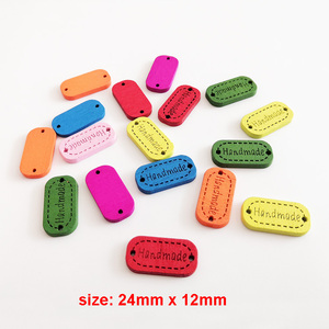 100pcs mỗi túi Hot Bán hình chữ nhật hình dạng hình bầu dục Màu hai lỗ handmade Logo tag nhãn nút gỗ cho Diy - Product Image 2