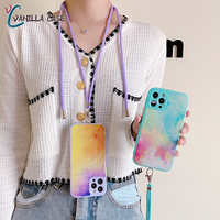 Coque de téléphone portable liquide en TPU écologique pour iPhone 11 12 13 14 17 18 19 Pro Max avec chaîne de cou – Accessoire à bas prix