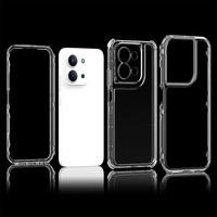 Coque de téléphone transparente en acrylique cristallin anti-jaunissement, protection intégrale 360°, antichoc, coussin d'air pour Redmi