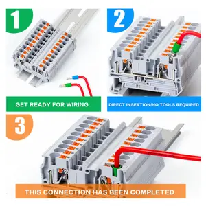 Push In Spring Terminals PT4 Quick Wiring Arrangement Push-in Feed Through Terminal Blocks Din Rail Combined Push In Spring Screwless Terminal Block