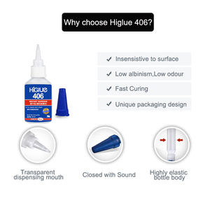 Adhesivo Instantáneo Líquido Incoloro de Alta Calidad y Bajo Olor, 20g 50g, Super Pegamento 406 - Product Image 4