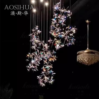 Lustre en cristal de fleurs géantes pour hôtel, mariage, décoration intérieure, style moderne, personnalisé, blanc chaud, luxe
