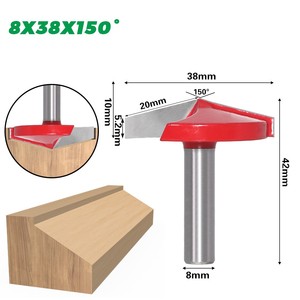 Juego de 9 fresas en V de 8 mm para grabado 3D en madera, con ángulos de 60, 90, 120 y 150 grados - Product Image 2