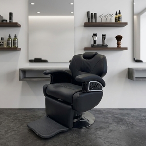 Fauteuil de Barbier Électrique Inclinable Antique avec Base en Acier Inoxydable, Massage Vibrant, Support Sèche-Cheveux, Réglable en Hauteur, Rotation à 360 Degrés - Product Image 2