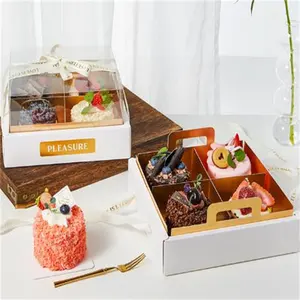 Servizio personalizzato Dessert Cupcake biscotti tagliato pezzo ciambella scatole di imballaggio carta biodegradabile scatola di biscotti trasparente