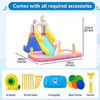 Structure gonflable Outdoorpink avec toboggan, grand toboggan, souffleur 350W, toboggan aquatique gonflable, amusement aquatique familial