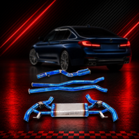   Système d'échappement Catback Valvetronic en titane doré M5 F90 4.4T avec X-Pipe, tube intermédiaire et embouts quadruples en carbone pour performance accrue