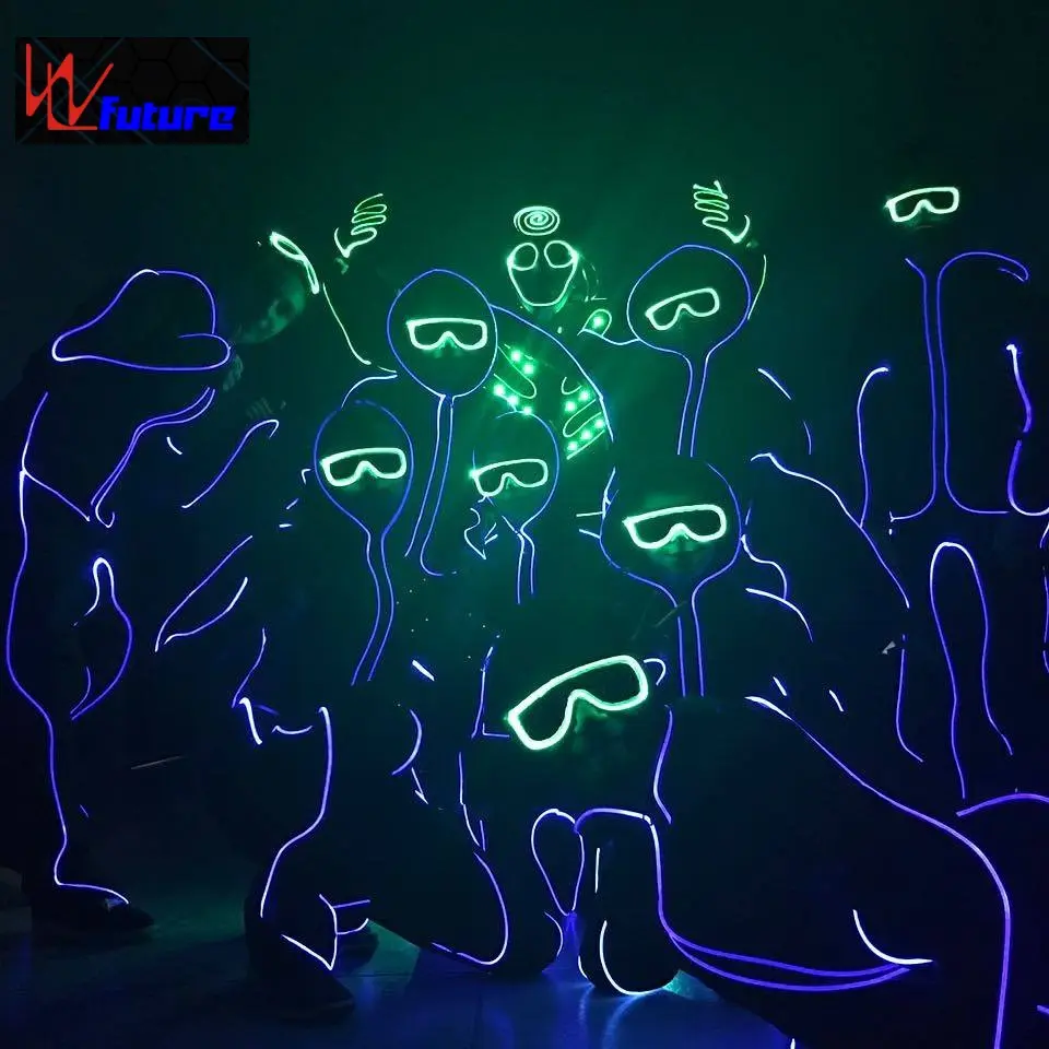 Disfraces de baile de jazz de hip hop, ropa para actuaciones en escenario, luz óptica de fibra, trajes de baile Tron, disfraces LED de Halloween a todo Color