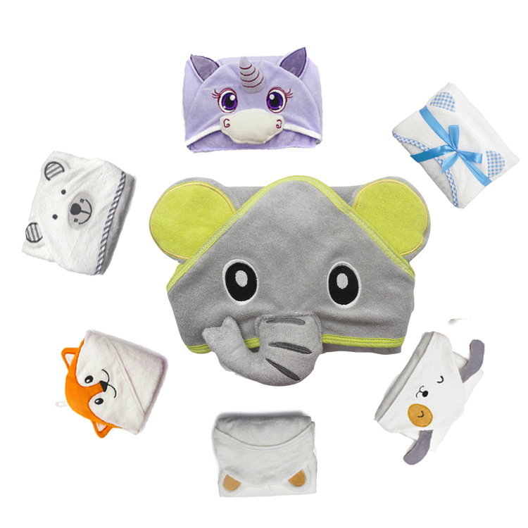 Custom Logo Bamboo Baby Hooded Bath Towel | Soft Animal Design Hooded Towel for Newborns, Bath &amp; Beach