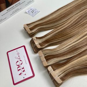 Extensiones de Cabello Humano Virgen de Lujo, Doble Trama, con Cinta Adhesiva, en Color # 4+ # Extensiones de Cabello 18C, Tendencia Top 2026 - Product Image 3