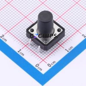 TS1213CJ 250gf 009 Tactile Switch Through hole Component (THT)-4P,12x12mm Switch Single Pole Single Throw 2.5N Through Hole 12mm - Product Image 1