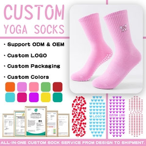 New Cotton Grip Breathable Women's Embroidered Cartoon Knitted Yoga Gym Moisture Wicking Customized Logo Anti-slip Cute