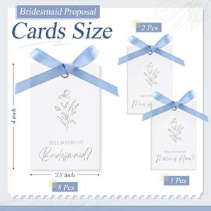Venta al por mayor de invitaciones florales para despedida de soltera, tarjetas para ser mi dama de honor, tarjeta de propuesta de dama de honor con lazo de cinta - Product Image 3