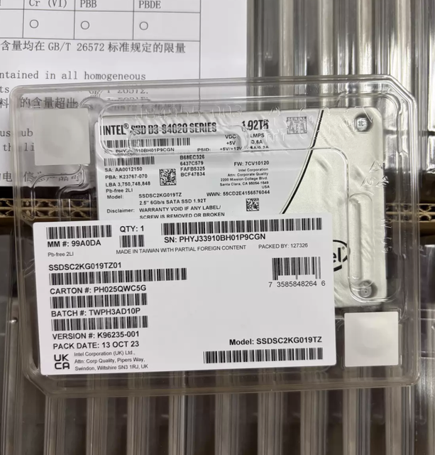 Original New and Used S4500 S4510 S4520 S4610 S4600 S4620 240G 480G 960G 1.92TB 3.84TB 7.68TB SSD