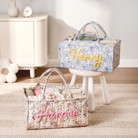 Sac organisateur de couches personnalisé brodé à la main, pochette de rangement pliable pour couches avec nom personnalisé