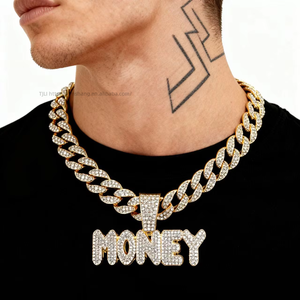 Collar Cubano Ecológico Estilo Hip-Hop Urbano con Cadena de Cuerdas y Letras MONEY, para Hombre, con Personalidad de Protagonista - Product Image 1