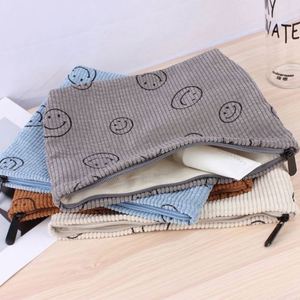 Sac de maquillage portable en velours côtelé motif visage souriant, style INS, pour voyage, rangement de cosmétiques – Vente chaude - Product Image 4