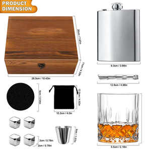 IStapromo Gifts Whiskey set with wooden box, <b>small</b> wine bottle set with ice stone (stainless steel ice stone version) - Product Image 2