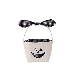 Bolsa de lona con forma de calabaza de Halloween disponible en 5 colores, con lazo y forro a cuadros, reutilizable, para niños. - Product Image 6