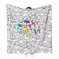 Couverture polaire douce à motif animalier personnalisable à colorier soi-même, couverture-livre à colorier pour lit, canapé, voyage, marqueurs inclus