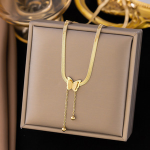 여성용 방수 스테인레스 스틸 뱀 체인 칼라 비 변색 18k 골드 도금 러브 하트 펜던트 목걸이 보석 - Product Image 5