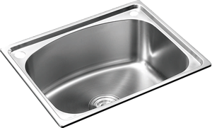 Évier de cuisine en acier inoxydable SUS304 brossé satiné 460x420mm, cuve simple, avec robinet 806 intégré - Product Image 6