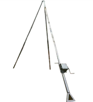 Mesin Pemasang Tiang Tripod dari Paduan Aluminium 10/12/15/18M, Pengangkat Tiang Kabel Seksional untuk Instalasi Saluran Listrik Utilitas