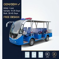 Bus de patrouille électrique à toit ouvert 3 rangées 8 places, climatisation, batterie lithium 4,0 kW 72 V, autonomie 100-130 km, pour sites touristiques, stations balnéaires et hôtels