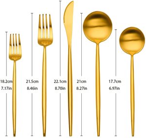 Juego de Cubiertos de Acero Inoxidable Dorado Mate Portugués de Lujo, Alta Calidad y Elegancia, Cuchillo, Cuchara y Tenedor para Fiestas, Venta al Por Mayor - Product Image 1
