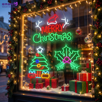 Neon-Weihnachtsschild LED-Fensterdekoration Frohe Weihnachten Baum Weihnachtsbeleuchtung für Zuhause Party Outdoor Festival Dekoration USB-betrieben