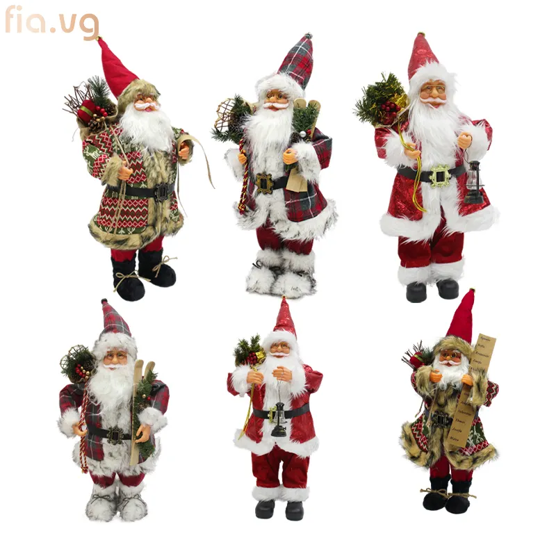 Different Size Traditional Holding Artificial Christmas Santa Decorations New Style Christmas Standing Santa Claus