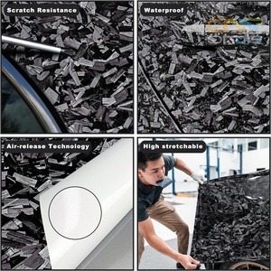 비닐 PET 색상 변색 홀로그램 블랙 블루 레드 카본 파이버 에어 버블 라미네이션 필름 롤 자동 호일 차량 바디 랩 스티커 - Product Image 2