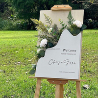 Panneau de bienvenue personnalisé autoportant pour mariage, avec fleurs bleues, décoration événementielle, boîte à fleurs, support de bienvenue pour la décoration de mariages