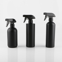 Flacons pulvérisateurs ronds noirs en HDPE de luxe vides de 300 ml, 500 ml, 17 oz avec gâchette