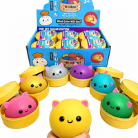 Lot de jouets anti-stress promotionnels en vrac, adorables boules moelleuses en forme de ravioli scintillant avec visage souriant, à remontée lente, avec ensemble de cuiseur vapeur