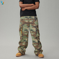 Pantalon cargo camouflage personnalisé OEM pour homme, style streetwear décontracté, coupe large avec chaîne amovible