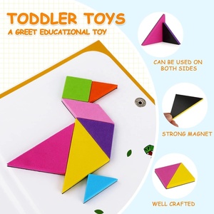 Jeu de <span class=keywords><strong>puzzle</strong></span> Tangram classique avec tableau magnétique souple, outil d'apprentissage DIY, <span class=keywords><strong>puzzle</strong></span> magnétique pour enfants - Product Image 5
