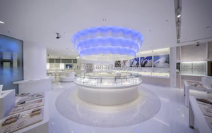 Comptoir de présentation de bijoux en métal moderne pour la vente au détail, petit kiosque de magasin de bijoux avec vitrine - Product Image 5