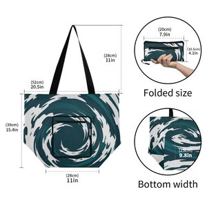 Printed Tote Bag Large Capacity Shoulder Shopper Bag with Zipper Pocket for Grocery Travel Daily Use - Product Image 2