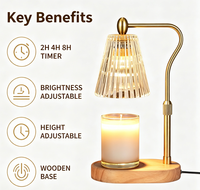 Lampe chauffe-bougie - Lampe chauffe-bougie avec minuterie et variateur d'intensité, hauteur réglable, chauffe-cire électrique