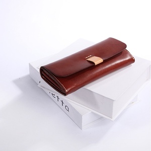 High Quality Fashion Retro Style Women's Long Leather Card Holder <b>Purse</b> Elegant Flat Buckle Clutch Wallets - Product Image 4
