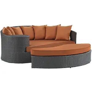 Modern Outdoor Patio PE Rattan Lounge Chair Set Sunbathing Sofa Bed Furniture