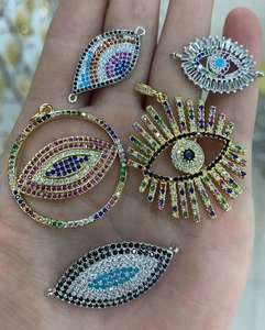 <span class=keywords><strong>Filigree</strong></span> Hamsa jimat tangan berlapis emas mikro <span class=keywords><strong>Pave</strong></span> Zircon Openwork jimat pelindung liontin untuk Kalung membuat perhiasan religius - Product Image 3