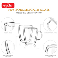 Tasse à café en verre à double paroi Pyglass, faite à la main, résistante à la chaleur, en verre transparent, pour la maison