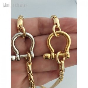 NM35227 Gioielli Equestri Catena a Serpente Moschettone a Vite Ferro di Cavallo <span class=keywords><strong>Collana</strong></span> Choker Placcata Oro Regalo <span class=keywords><strong>per</strong></span> <span class=keywords><strong>Lei</strong></span> - Product Image 4