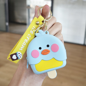 Petit canard jaune Silicone porte-monnaie pendentif créatif dessin animé étudiant sac à dos cadeau porte-clés décoration - Product Image 6