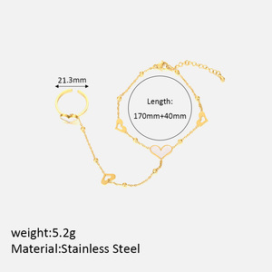 Pulseras de moda de verano Pulsera de anillo de joyería de acero inoxidable chapado en oro de 18 quilates Pulsera de corazones lindos de nácar para regalo - Product Image 6