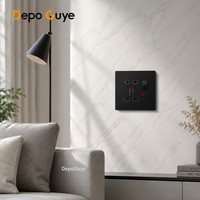 Interrupteur mural à bouton noir UK 13A, prise de courant intelligente à charge rapide USB C 20W universelle, prise électrique 220V