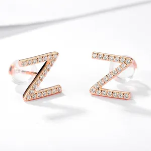 Flat Back Cubic Zirconia Hanging Diamond Clip On Sterling Silver Stud Earrings