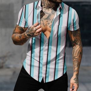 Chemise décontracté<span class=keywords><strong>e</strong></span> pour homme, nouvelle collection été, style hawaïen, à manches courtes, boutonné<span class=keywords><strong>e</strong></span>, imprimé géométrique, respirante, pour la plage - Product Image 6